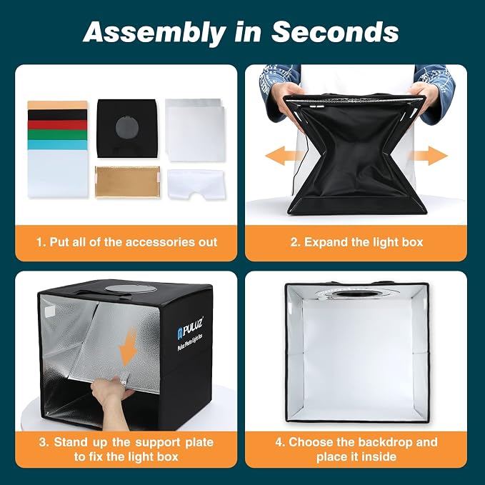 Photo Box, PULUZ Mini Folding Lightbox Portable Light Box Photography Shooting - Image 6