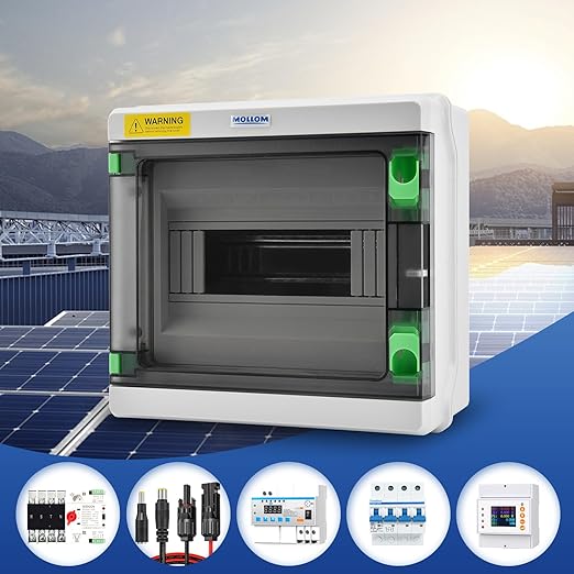 Mollom 6 Way HA Series Power Distribution Box with Bus Bars and Din Rail for Miniature Circuit Breaker MCB,Waterproof IP66,Solar Power Distribution Panel for Indoor and Outdoor Use