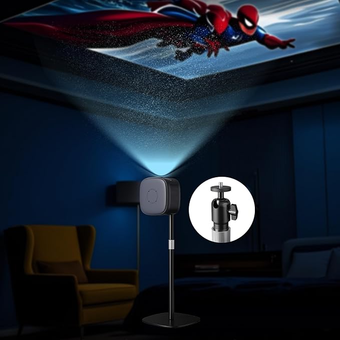 Hocoder Projector Stand Floor Projector Mount Stand 1/4 Screw with Heavy Base, Adjustable Height 33"-50",Arbitrary Angle Adjustment, for Living Room, Courtyard, Bedroom