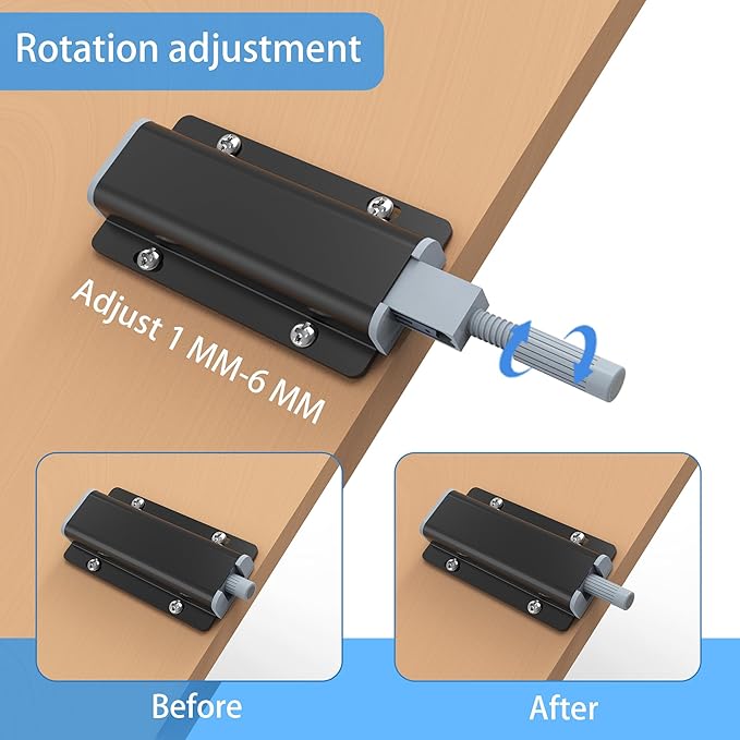 3 Pack Push to Open Cabinet Hardware, Touch Latches for Cabinet Doors, Magnetic Cabinets Latch, Magnetic Push Latches for Cabinets to Open Latch，Black