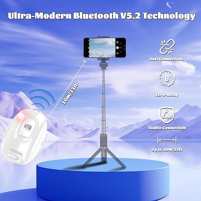 Bluetooth Camera Remote Shutter for iPhone and Android Smartphones, Rechargeable Wireless Phone Remote Control,Selfie Button for Photos and Videos, Charging Cable Included-White