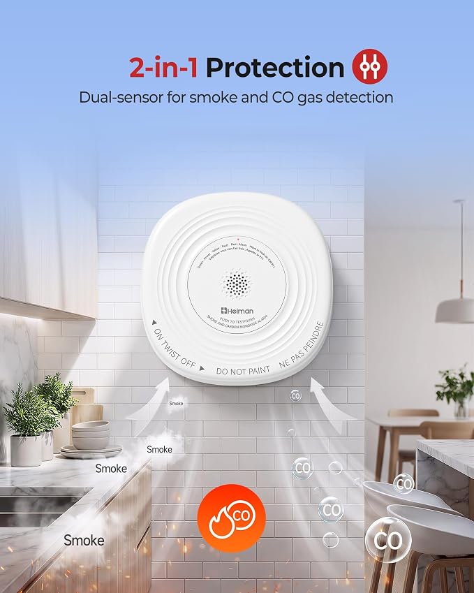 Heiman Smoke Detector Carbon Monoxide Detector Combo 10-Year Sealed Battery - Image 2