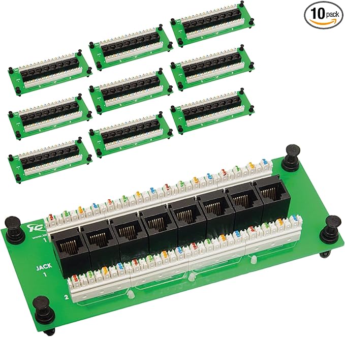 ICC CAT6 Ethernet Data Module, 8 Ports, UL Listed & PoE++ Rated, High-Performance Network Interface, Quick Push-Pin Mount, Fits 9", 14", and 28" Structured Wiring Enclosures, 10-Pack