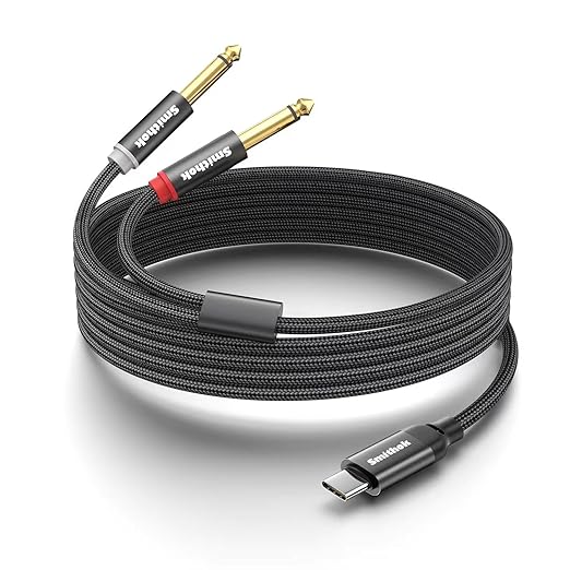 Smithok USB C to Dual 6.35mm 1/4 inch Stereo Splitter Y Cable, USB Type C to Dual 6.35mm 1/4 inch TS Audio Cord for iPhone 15 Series,Smartphone,Tablet,Laptop, Amplifier, Speaker(3.3 ft/1m)