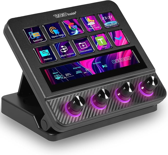 VSDINSIDE Macro Pad, Streaming Deck Stream Controller Soundboard Keypad, Programmable Keys USB Shortcut Keyboard for Gamer Streamer, Audio Mixer for OBS, YouTube, Office Desk Setup, PC, Mac
