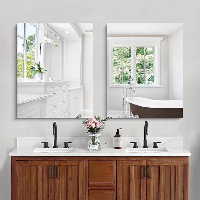 CILIBER Frameless Mirror, 24x30 Inch Bathroom Mirror for Wall, Rectangle Bathroom Vanity Mirrors with Polished Edge, Hangs Horizontally or Vertically for Bathroom, Bedroom and Living Room