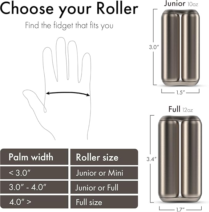 ONO Roller - Handheld Fidget Toy for Adults | Help Relieve Stress, Anxiety, Tension | Promotes Focus, Clarity | Compact, Portable Design (Natural, Full Size - Titanium)