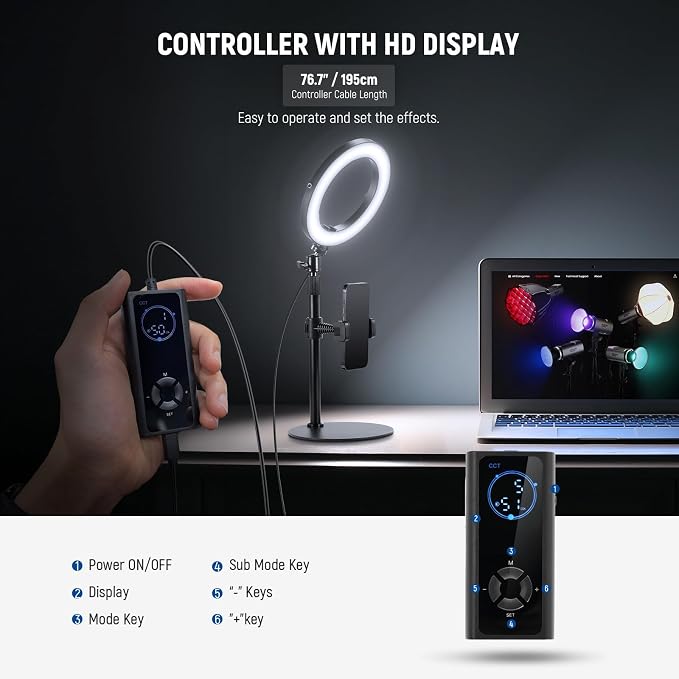 NEEWER 18W 8" Desk Ring Light - Image 6