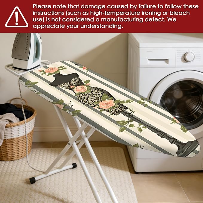 Nuxovilar Ironing Board Cover Needle Cotton 15x54 Inches | Ironing Board Cover and Pad Leopard Floral Dress Form Needle Cotton for Bedroom, Dressing Area, Laundry Room