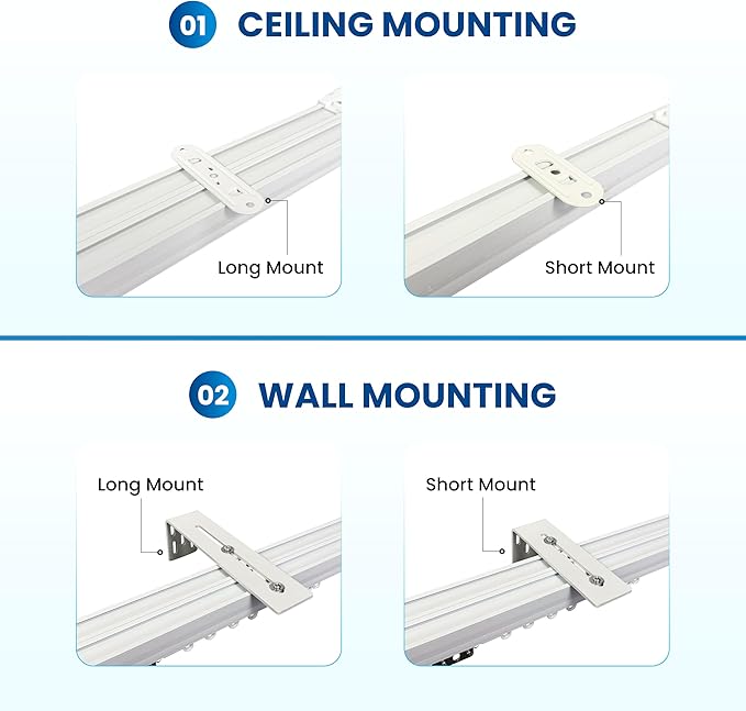Osprey Smart Curtain Track, Single-Piece Motorized Rod, Adjustable Length, Quiet Heavy-Duty Motor, Remote & App Control, Compatible with Alexa & Google Assistant, Ceiling or Wall Mounted
