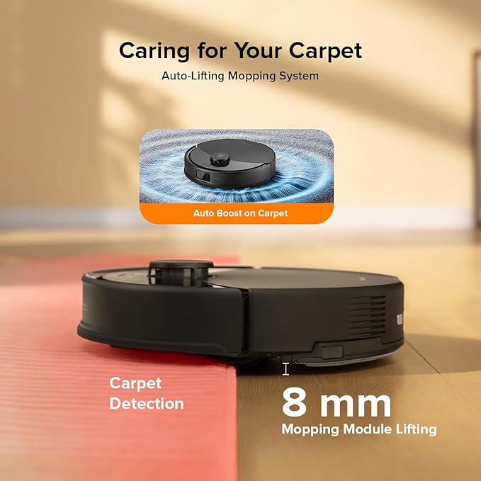 roborock Q10 X5+ Robot Vacuum and Mop, Self-Emptying, Hands-Free Cleaning for up to 7-10 Weeks, 10,000Pa Suction, Obstacle Avoidance, LiDAR Navigation, No-Go Zones, Black