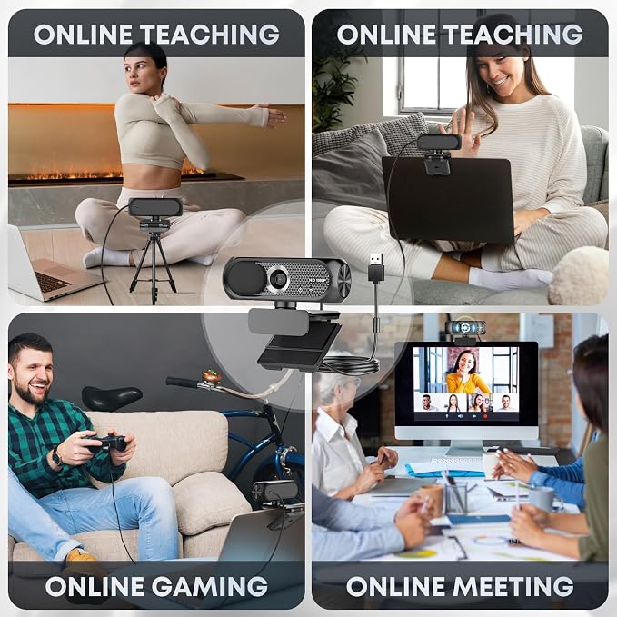 2K Webcam with Microphone, Noise Cancellation, Privacy Cover, Wide-Angle Lens - Image 7