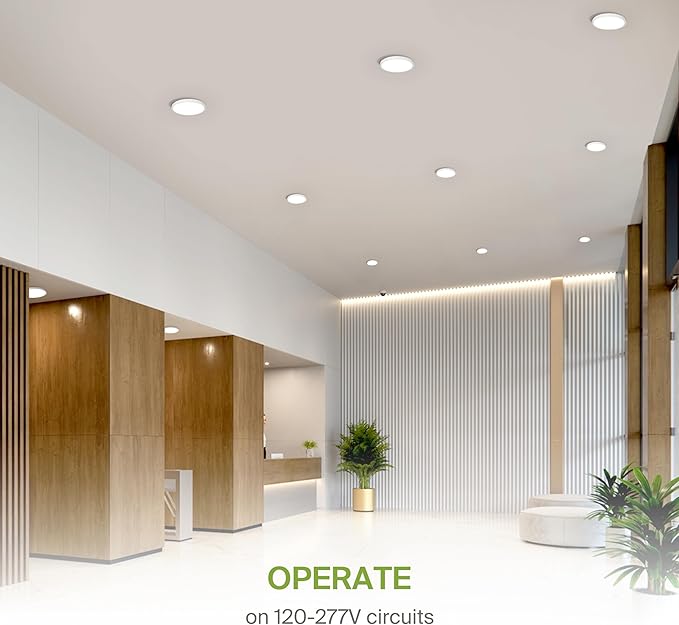 ASD LED 15" Round Flush Mount Ceiling Light Fixture, Low Profile Surface Lighting | 5CCT, Dimmable, Ultra-Thin, ETL Listed | 28W 2300LM 2700-6000K 100-277V | Kitchen, Hallway Lamp | White, 6 Pack
