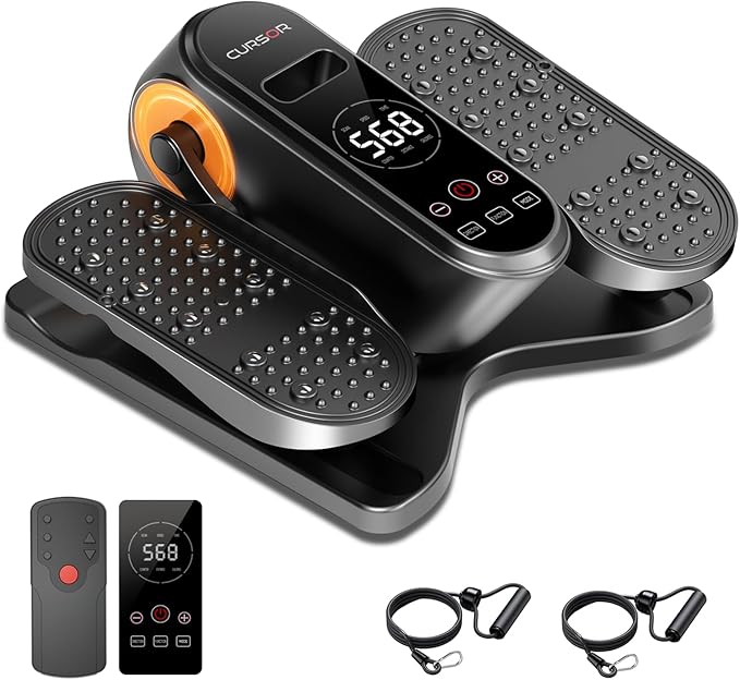 Under Desk Elliptical Machine, Electric Seated Pedal Exerciser, Min Leg Exerciser with Remoter, 12 Level Speeds, Forward & Reverse Direction, Manual & Auto Mode for Home Office
