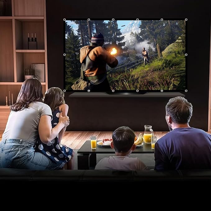 Projector Screen TOWOND 150 inch Projection Screen Indoor Outdoor Washable Anti-Crease 16:9 HD Rear Front Movies Screen for Home Theater Office