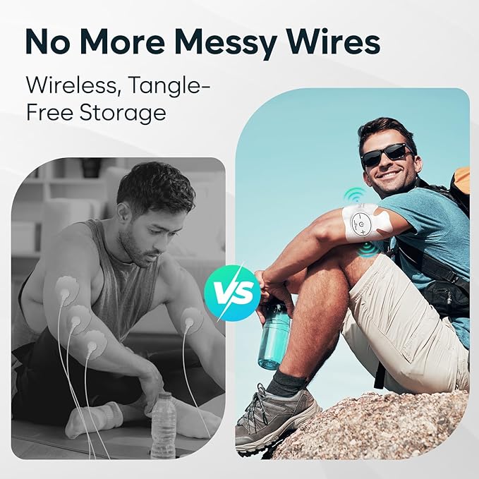 Easy@Home Wireless TENS Unit with APP Remote Control: Back Pain Relief Muscle Stimulator Massager | Powered by MyPainOff App iOS & Android App | Pain Therapy Management EHE015BLE