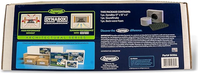 Dynamat DynaBox Ceiling Speaker Enclosure System – Reduces Vibration & Projects Clearer Sound into Your Room – Made in USA – 9 sq ft