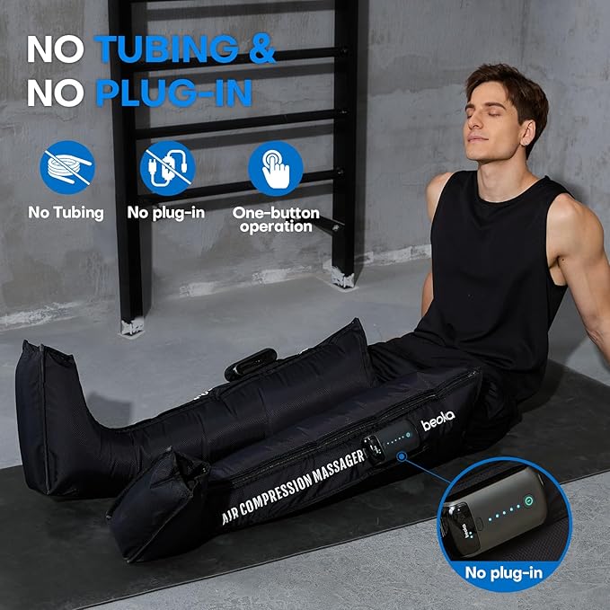 beoka Leg Massager for Circulation and Pain Relief, Leg Recovery System for Fast Recovery, Cordless Air Compression Boots with 3 Modes 5 Intensities for Athletes Runners and Travelers-S