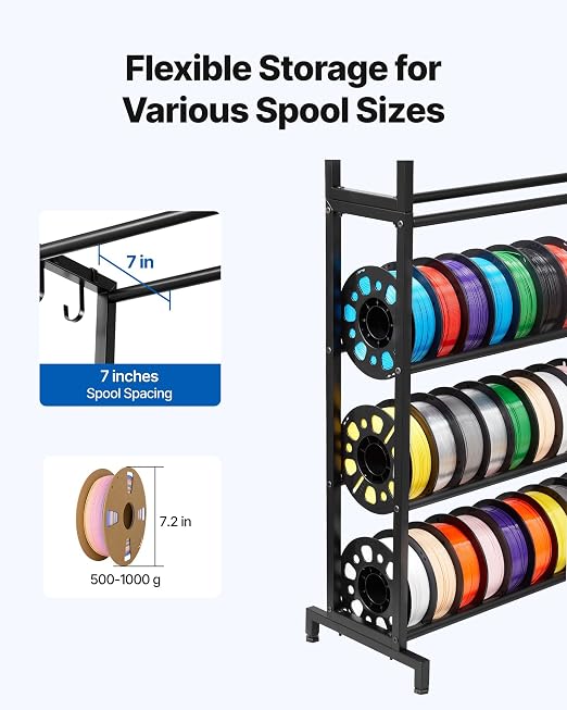 VEVOR 3D Printer Filament Storage Rack, 7 Tier Heavy Duty Storage Shelves - Image 4