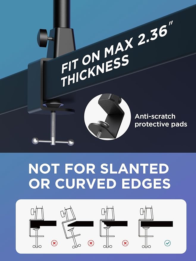 InnoGear Mic Boom Arm, Microphone Stand with Cable Management Channels Height Riser for Blue Yeti FIFINE AM8 K669B HyperX QuadCast S SoloCast AT2020 Shure SM7B MV7 and Other Mics
