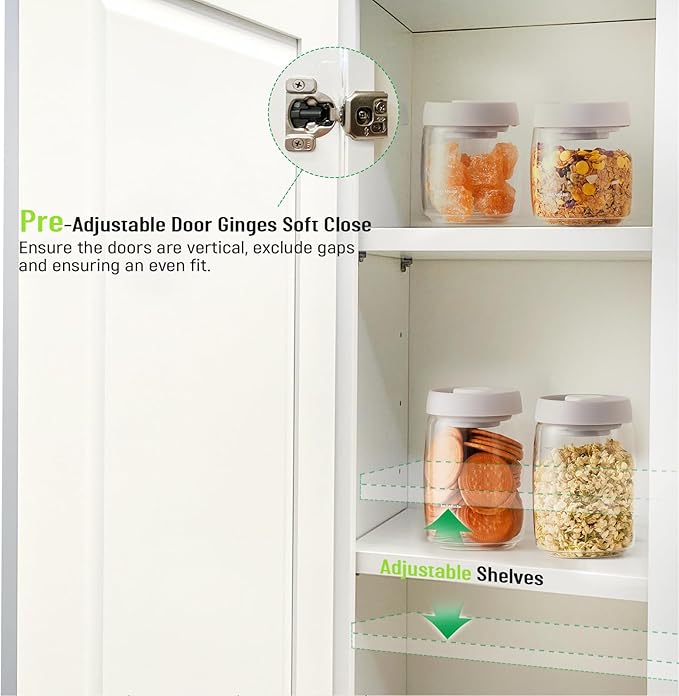 Wall Kitchen Cabinets, RTA Cabinets, White Shaker Cabinet, Wall Mounted, RTA Upper Cabinet, Modern for Kitchen and Bathroom with Door (White, 09" W x 36" H x 12" D)