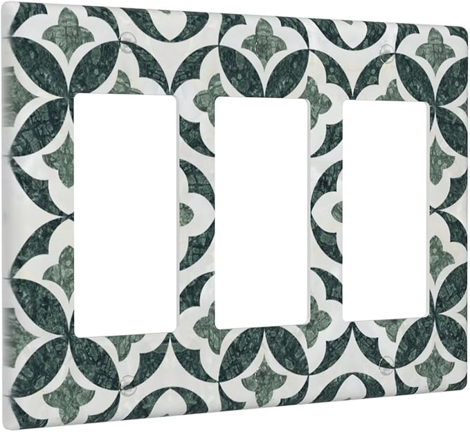 Bvtewkhz Green Luxury Modern Cubic Marble 3 Gang Triple Rocker Decorative Light Switch Covers Electrical Faceplate Switch Plates for Bathroom Kitchen Home