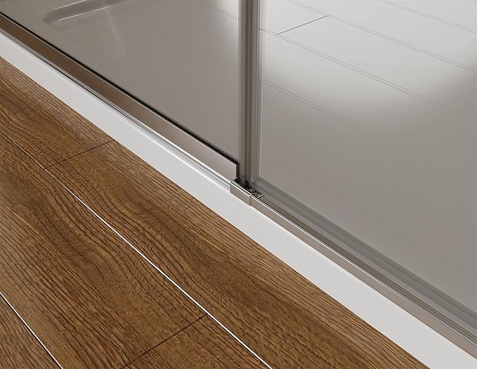 Pivot Swing Shower Door, Adjustable Width 58.9-60" W x 74" H Semi-Frameless Shower Glass Door with 5/16 in (8mm) Clear SGCC Tempered Glass with Nano Easy-Clean Coating (Chrome)