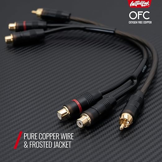 Install Link RCA Audio Cable for Subwoofer or Stereo Cable, Y Adapter 1-Male to 2-Female Splitter, 2pk