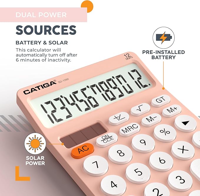 CATIGA 12 Digit Desktop Calculator Basic Desk Calculator - Image 4