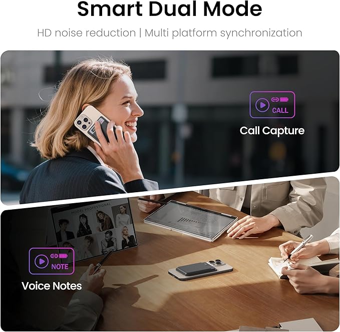 AI Voice Recorder, Note Voice Recorder - Transcribe & Summarize, AI Noise Cancellation Technology, Supports 118 Languages, 64GB Memory APP Control Audio Recorder (LightSilver)