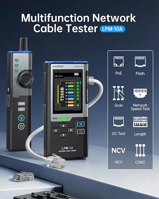 FNIRSI LPM-10A Ethernet Tester, Network Cable Tester Kit - Image 3