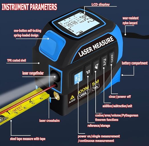 Tape Measure 4-in-1 Laser Digital Measuring Tape & 40m/131ft Laser Distance - Image 5