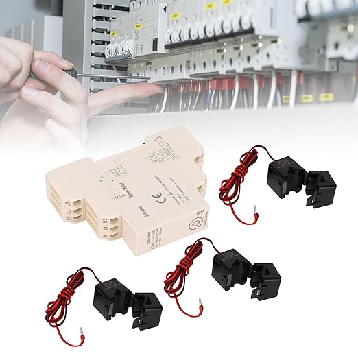 100A 3 Phase Power Meter Energy Consumption Electricity Usage Monitor with APP Control for Home School Dormitory Shopping Mall with Clamp Current Transformer DIN Rail Watt Kwh Frequency Meter