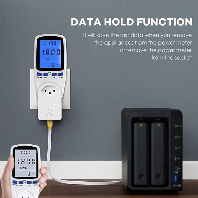 LED Watt Power Meter Plug, Home Electricity Usage Monitor with Powe Energy Voltage Cost for Monitor High Cost Appliance, Socket Power Meter with Reset Button