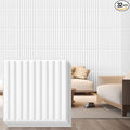 Nuanchu 32 Pcs 3D Slat Wall Panels 12 x 12 Inch PVC Fluted Textured Panel Cuttable Paintable DIY Wall Art Decorative Tiles for Ceiling Studio Bathroom Interior TV Background (White)