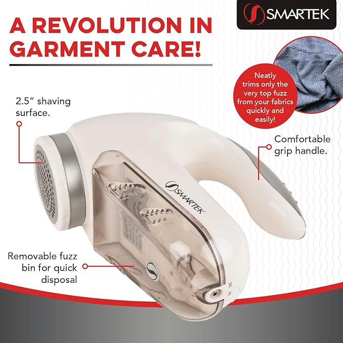 Smartek Fabric Shaver Fuzz Remover, Electric Lint Remover for Clothes, Sweater Shaver to Remove Pilling, Couch Cleaner