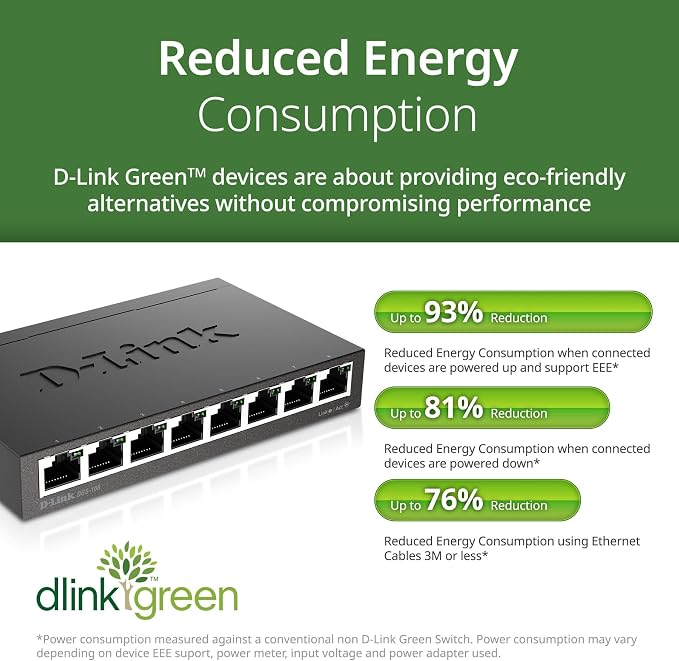 D-Link DGS-108, 8 Port Gigabit Ethernet Switch Unmanaged, Network Splitter - Image 2