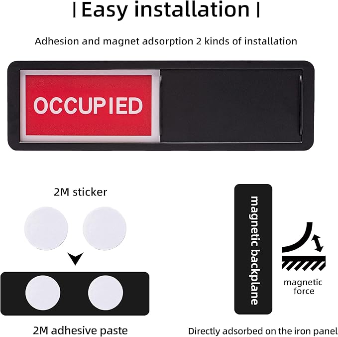 Vacant Occupied Door Sign, Custom Privacy Signs, Reserved Empty/Do Not Disturb/Out of Office/In Use/Clean Dirty/Meeting in Progress Door Sign for Office, Bathroom, Home