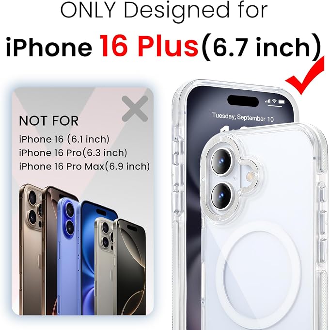 toushion 3 in 1 for iPhone 16 Plus Case Clear Bumper | - Image 2