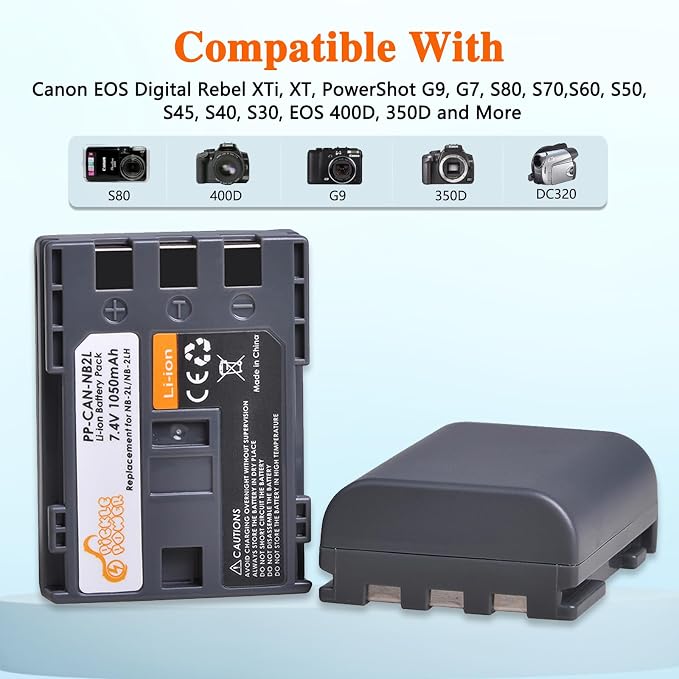 Pickle Power NB-2L NB-2LH Battery 2 Pack and LED Dua Charger - Image 2