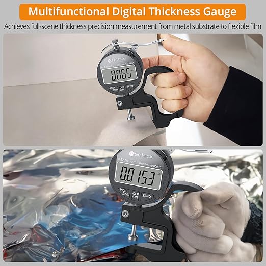 Neoteck Digital Thickness Gauge (Silver-Black, 0-0.5"/0.00005")