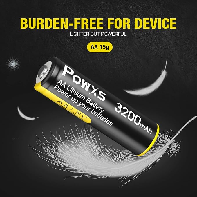 POWXS AA Lithium Batteries, 12 Pack 1.5V Lithium Iron AA Batteries 3200mAh - Image 6