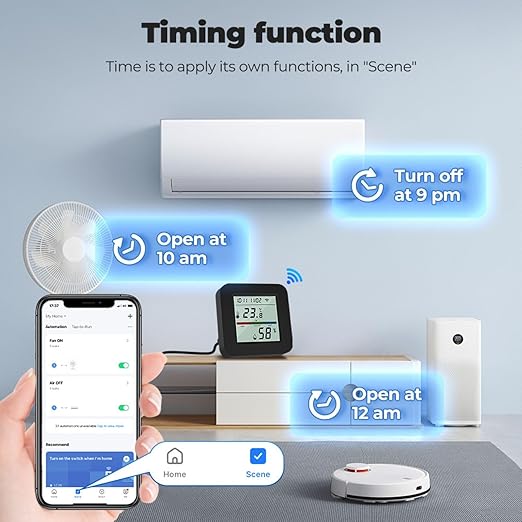 Sanofuturion WiFi Smart IR Remote Control, 3-in-1 Smart AC Controller with Temperature Humidity Sensor n Display, Intelligent Control of T&H for Home Greenhouse Pet Garage, Compatible with Alexa (C1)