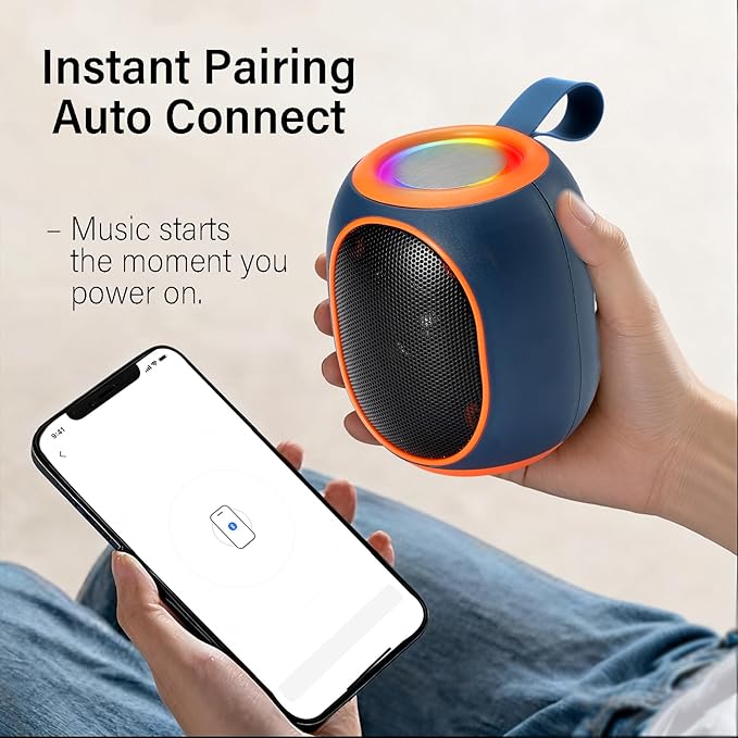 Portable Bluetooth Speaker – 8W HD audio quality, TWS stereo pairing, LED light show, compact and portable, suitable for outdoor use, can be used in cars, travel and parties, a cool teen gift(Blue)
