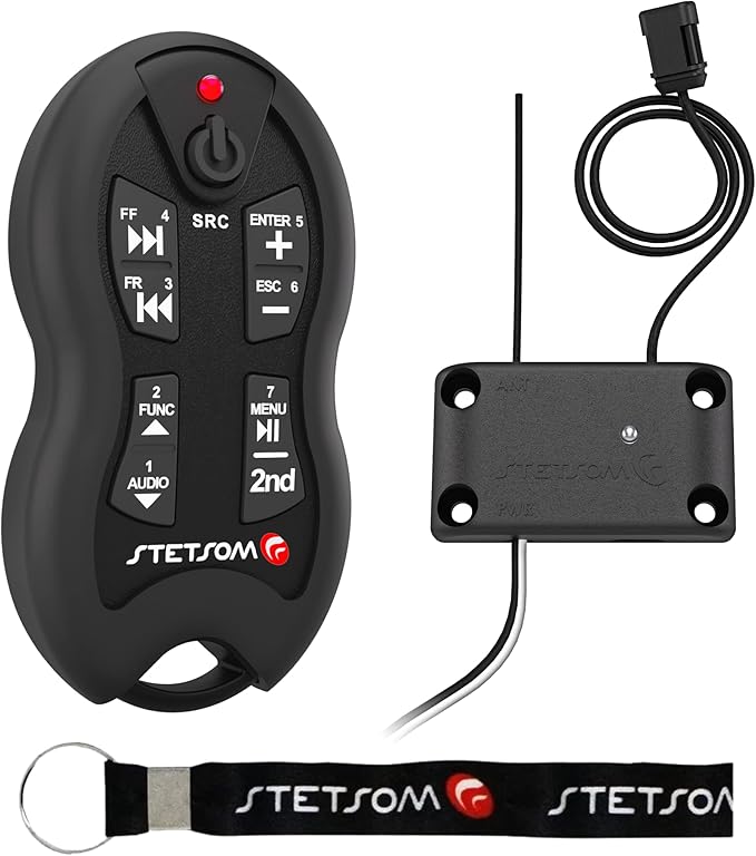 Stetsom SX2 - Universal Remote Control, Infrared, Long Range (1640 ft), 16 Functions, Learning Mode, Compatible with Car Audio Head Units, Home Devices and Video Equipment