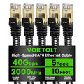Cat 8 Ethernet Cable Flat 10 FT 5Pack, High Speed 40Gbps 2000Mhz Braided by EthernetCable