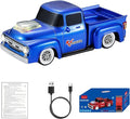 WSTER WS-538 Retro Pickup Truck Bluetooth Replica Speaker – Portable Wireless Car Model Speaker with FM, TWS, LED Party Lights, USB/TF Playback, Built-in Microphone, Type-C, Surprise Gift(Blue)