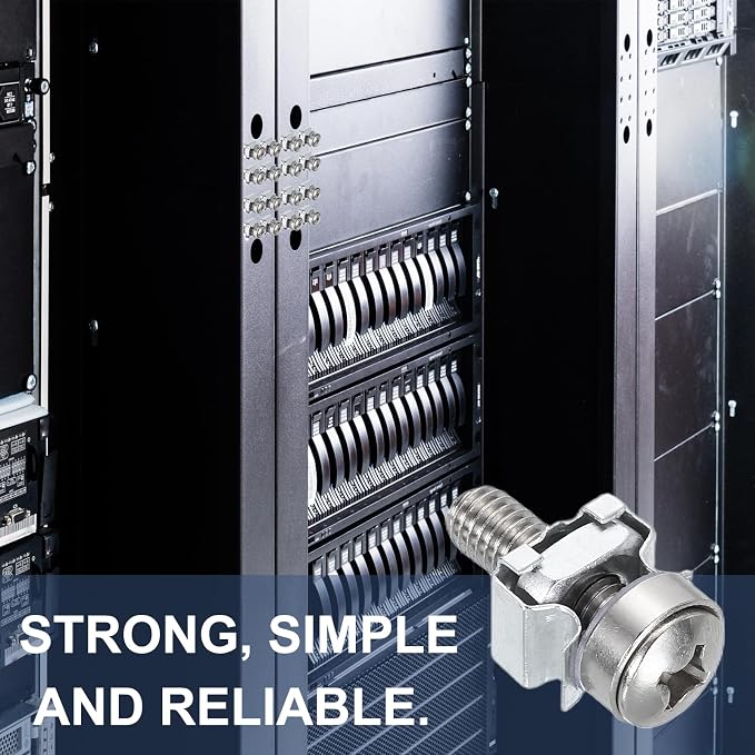 PATIKIL Rack Mount Cage Nut, Carbon Steel Rack Screws Zinc Square Snap-in Cage - Image 4