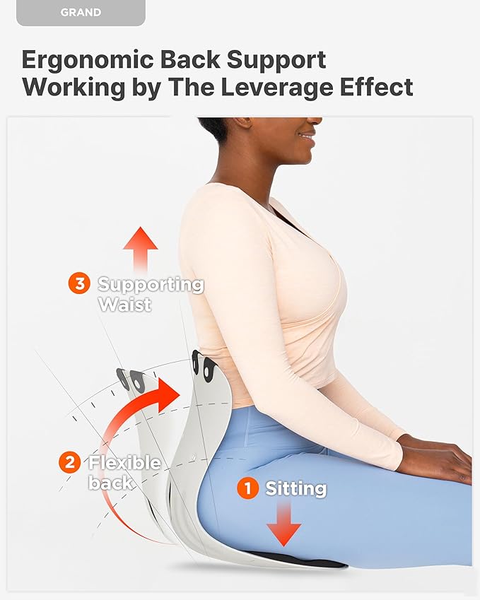 curble Grand(Extra Wide & Sturdy) – Ergonomic Back and Lumbar Support for Good Posture Correction and Back Pain Relief, Perfect for Office, Floor Seat, and Work from Home, Patented (Red)