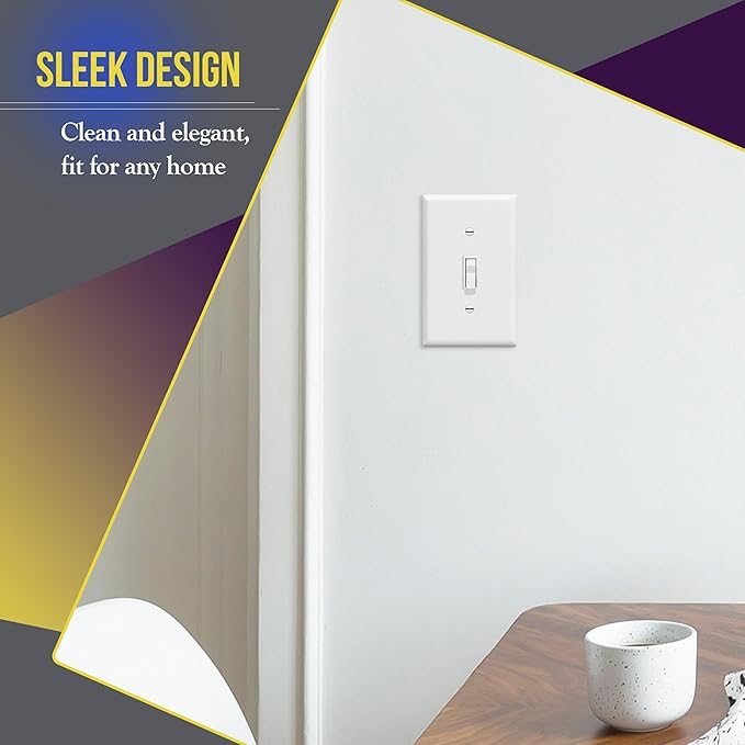 ENERLITES Light Switch Cover Plate, Toggle Wall Plate Cover, Size 1-Gang 4.50" x 2.76", Unbreakable Polycarbonate Thermoplastic, 8811-W-5PCS, White (5 Pack)